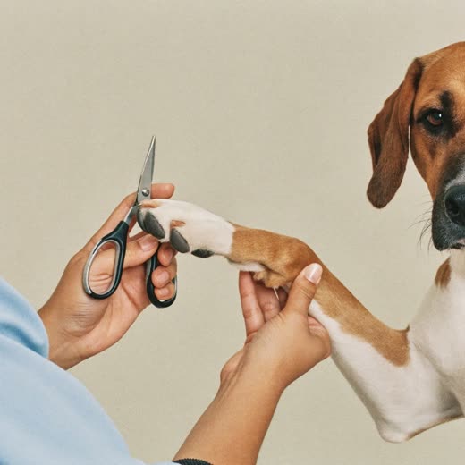 A dog's paw being held for a nail trim